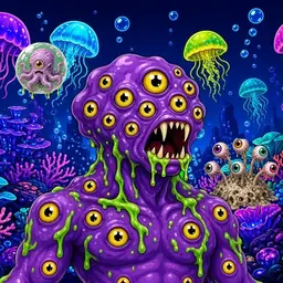 Oozlings #6447, Eyeball Cluster · Glow Reef