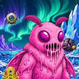 Oozlings #6448, Mutant Moth · Aurora Ice