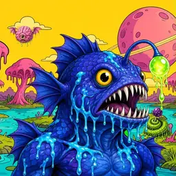 Oozlings #6450, Anglerfish · Turquoise Swamp