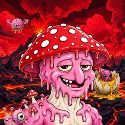 Oozlings #6456, Mushroom Head · Lava Fields