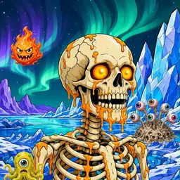Oozlings #6464, Skull · Aurora Ice