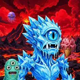 Oozlings #6471, Ice Cyclops · Lava Fields
