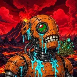 Oozlings #6475, Rusty Robot · Lava Fields