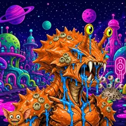 Oozlings #6478, Mutated Crab · Neon City