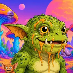 Oozlings #65, Toad Goblin · Mushroom Desert