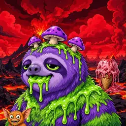Oozlings #650, Slime Sloth · Lava Fields
