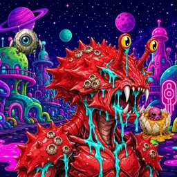Oozlings #6507, Crab · Neon City