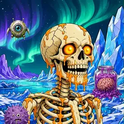 Oozlings #6509, Skull · Aurora Ice