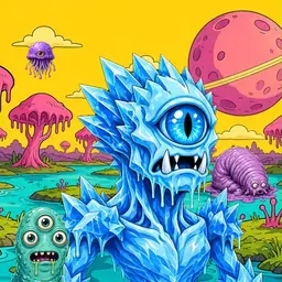 Oozlings #6516, Ice Cyclops · Turquoise Swamp