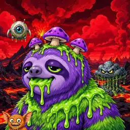 Oozlings #6526, Slime Sloth · Lava Fields