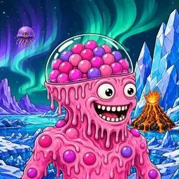 Oozlings #6529, Gumball Brain · Aurora Ice