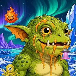 Oozlings #6533, Toad Goblin · Aurora Ice