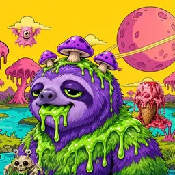 Oozlings #6538, Slime Sloth · Turquoise Swamp