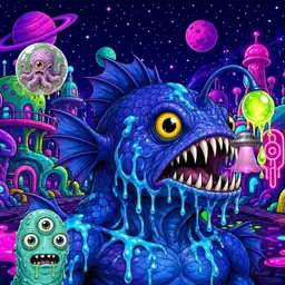 Oozlings #6559, Anglerfish · Neon City