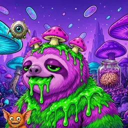 Oozlings #6561, Mutated Slime Sloth · Fungus Forest