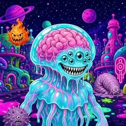 Oozlings #6563, Jellyfish Brain · Neon City