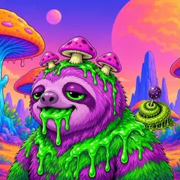Oozlings #6564, Mutated Slime Sloth · Mushroom Desert