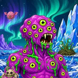 Oozlings #6569, Mutated Eyeball Cluster · Aurora Ice