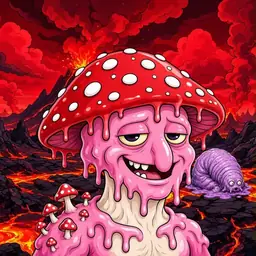 Oozlings #6571, Mushroom Head · Lava Fields