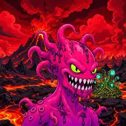 Oozlings #6576, Mutated Squid · Lava Fields