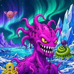 Oozlings #6577, Squid · Aurora Ice