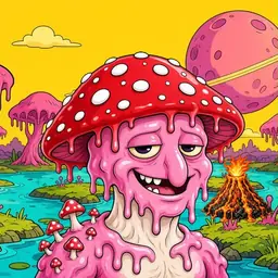 Oozlings #658, Mushroom Head · Turquoise Swamp