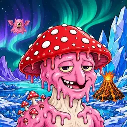 Oozlings #6581, Mushroom Head · Aurora Ice