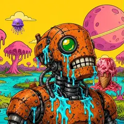 Oozlings #6585, Rusty Robot · Turquoise Swamp