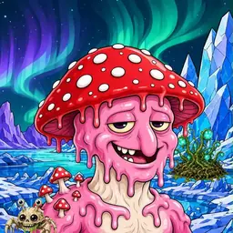 Oozlings #6589, Mushroom Head · Aurora Ice