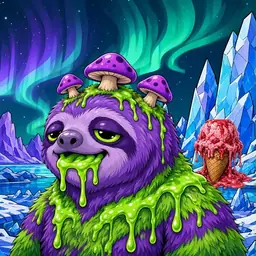 Oozlings #6591, Slime Sloth · Aurora Ice