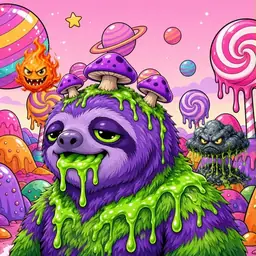 Oozlings #6597, Slime Sloth · Candy Planet