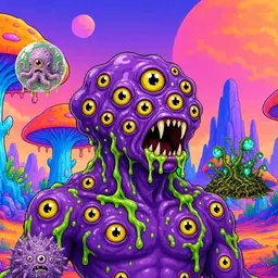Oozlings #6598, Eyeball Cluster · Mushroom Desert
