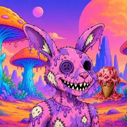 Oozlings #660, Zombie Bunny · Mushroom Desert