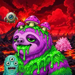 Oozlings #6601, Mutated Slime Sloth · Lava Fields
