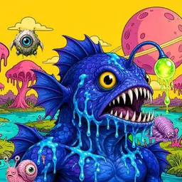 Oozlings #6605, Anglerfish · Turquoise Swamp
