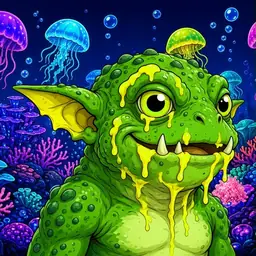 Oozlings #661, Mutated Toad Goblin · Glow Reef