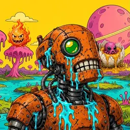 Oozlings #6610, Rusty Robot · Turquoise Swamp