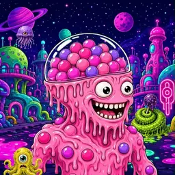 Oozlings #6616, Gumball Brain · Neon City