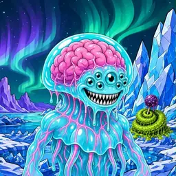 Oozlings #6642, Jellyfish Brain · Aurora Ice