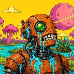 Oozlings #6648, Rusty Robot · Turquoise Swamp