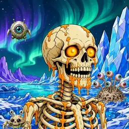 Oozlings #6651, Skull · Aurora Ice