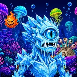 Oozlings #6654, Ice Cyclops · Glow Reef
