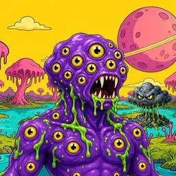 Oozlings #6670, Eyeball Cluster · Turquoise Swamp