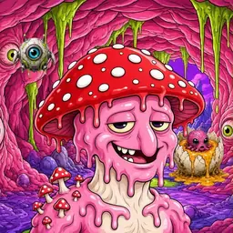 Oozlings #6671, Mushroom Head · Flesh Cave