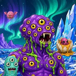 Oozlings #6677, Eyeball Cluster · Aurora Ice