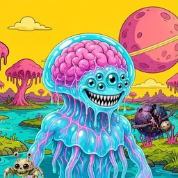 Oozlings #6679, Jellyfish Brain · Turquoise Swamp