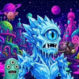 Oozlings #668, Ice Cyclops · Neon City