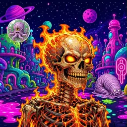 Oozlings #6685, Fire Skull · Neon City