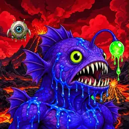 Oozlings #6691, Mutated Anglerfish · Lava Fields