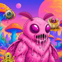 Oozlings #67, Mutant Moth · Mushroom Desert